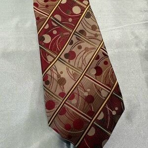 Stacy Adams Y2K Red and Brown Geometric Patterned Men’s Tie